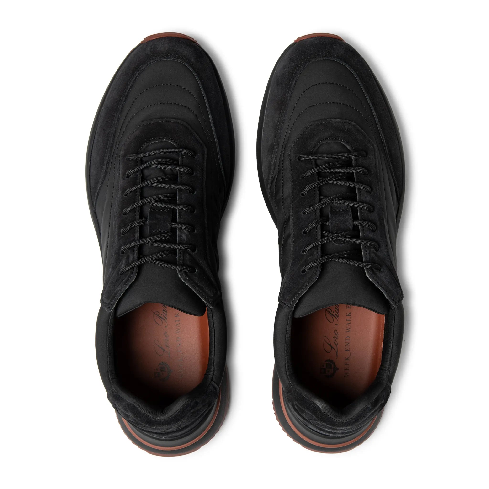 Upper View of Loro Piana Week End Walk Triple Black Sneaker FAQ2222
